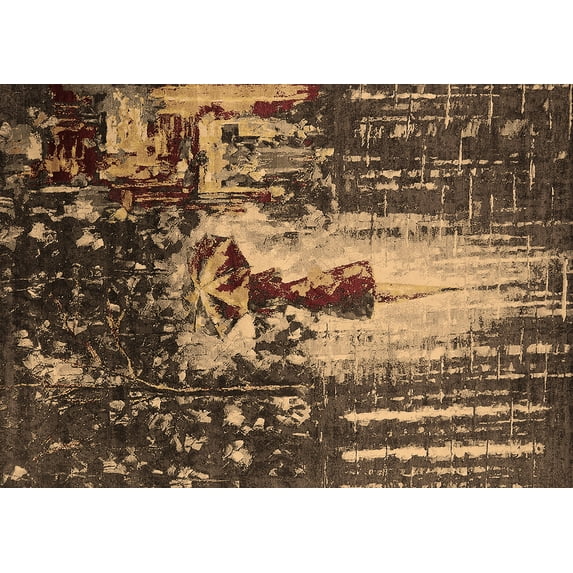 Ahgly Company Machine Washable Indoor Rectangle Oriental Brown Industrial Area Rugs, 8' x 12'