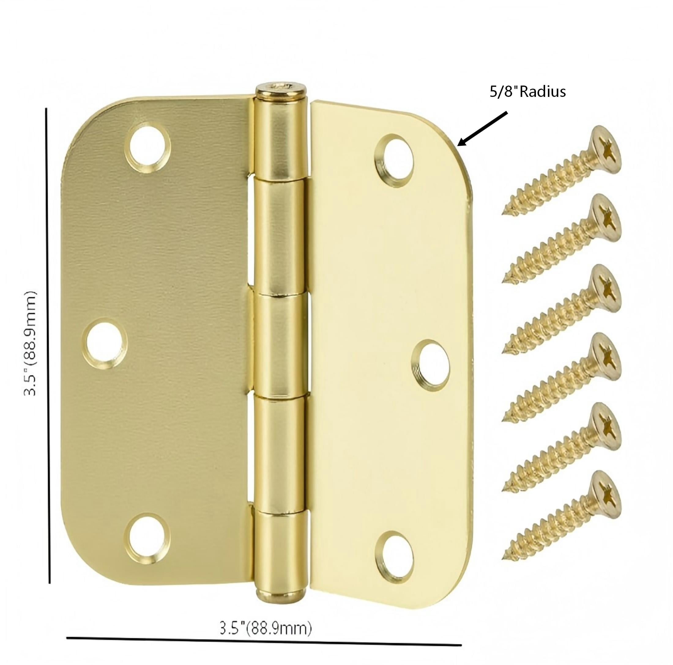 Hyper Tough 3-1/2 in. x 5/8 Inch New Squeak-Free Round Corner Hinge Brass, 1 Piece