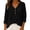 Black, variant on Womens Blouses Fall 2025 Crop Tops Trendy 3/4 Sleeve Shirts V Neck Cotton White Blouses Dressy Casual