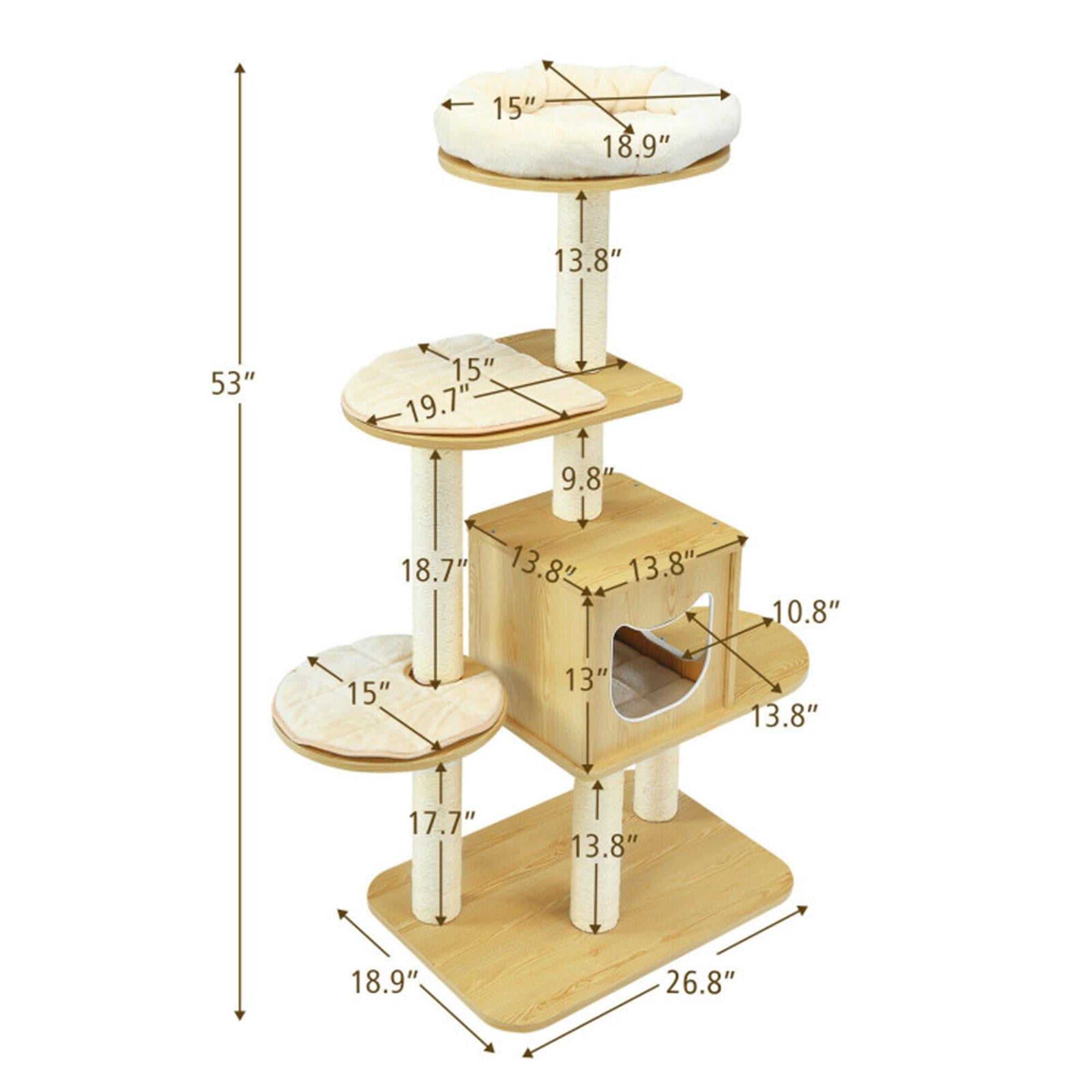 Kadyn 53" Cat Tree Tower for Indoor Cats, 4 Level Cat Condo with Scratching Posts, Removable, Washable Cushions, Beige