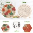 thumbnail image 3 of 6 Pcs Drink Coasters with Holder 3.94in Woven Coasters for Drinks Green and Red Maple Leaves Coaster Set for Protection Table, 3 of 7
