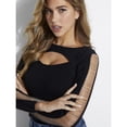 thumbnail image 3 of GUESS Women's Treonna Chain Sleeve Cutout Sweater Black Size Small, 3 of 3