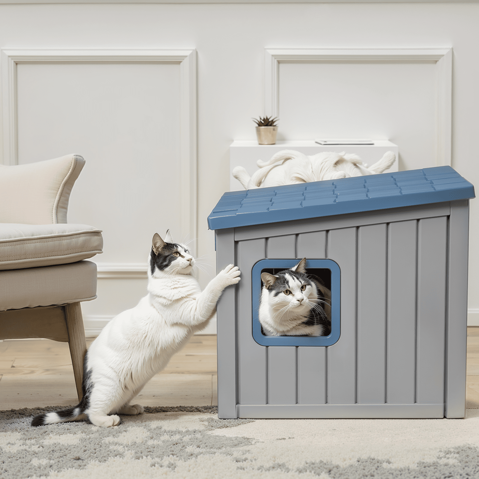 EasyUp Outdoor Cat House,Waterproof Resin Cat Houses for Feral Cats,Robust and Easy to Assemble,Feral Cat Shelter for Winter,Suitable for Cats, Rabbits and Other Small Animals