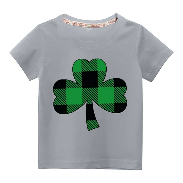 Besolor T-Shirts de la Saint-Patrick pour Enfants Garçons Filles Décontractés à Col Rond Imprimés à Manches Courtes Hauts T-Shirts Graphiques pour Tout-Petits