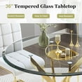 thumbnail image 5 of 5-Piece Dining Table Set, 36" Round Clear Tempered Glass Table & 4 PU Cantilever Chairs with Stainless Steel Legs, Dining Table Set for Small Space, Apartment, Home Office, 5 of 7