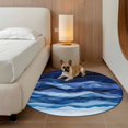 thumbnail image 2 of Round Rugs 7Ft, Navy Blue Ombre Round Area Rug Washable Indoor Throw Carpet, Modern Moire Abstract Art Luxury Large Non Slip Circle Rug for Dining Room Playroom Home Decor Aesthetic, 2 of 8
