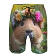 thumbnail image 3 of Cauagu Flower Crown Guinea Pig Print Men's Swim Trunks,Hawaiian Bathing Suit Swimsuits Beach Shorts with Pockets for Men Quick Dry Swimming Board Shorts-Medium, 3 of 6