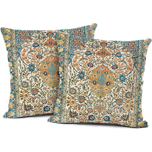 2 Pcs Housse de Coussin Motif Tribal Persan Housse de Coussin Persane Ethnique Géométrique Chaotique 20x20 Pouces Décorative Hommes Femmes Garçon Fille Housse de Coussin pour la Maison