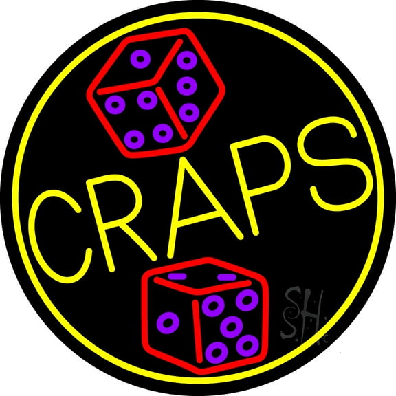 Dice Craps LED Neon Sign 18 x 18 - inches, Black Square Cut Acrylic Backing, with Dimmer - Bright and Premium built indoor LED Neon Sign for wall décor, arcarde, and storefront.