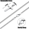 thumbnail image 4 of Cross Necklace for Men, Silver Tone Mens Cross Necklaces with 2.5mm Chain, 316L Stainless Steel Wheat Chain, 16-24 Inch, 4 of 7