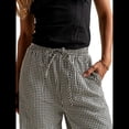 thumbnail image 2 of Pantalones Palazzo de Pierna para Mujer, Cintura Alta, con Cordón, Informales, Holgados, con Bolsillos, para Verano y Otoño. Negro M, 2 of 9