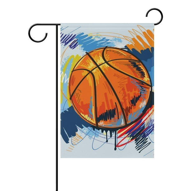 Popcreation Basketball Painting Polyester Garden Flag Outdoor Flag Home Party Garden Decor 12x18 Inches Walmart Com Walmart Com