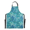 thumbnail image 2 of Turquoise and Blue Flowers Kitchen Apron with 2 Pockets Adjustable waterproof Cooking Aprons for Women Men Chef, 2 of 7