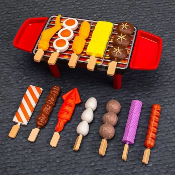 KOYPTL 12 pcs Interactive BBQ Grill Playset Toy For Toddlers 1-3 Years Old,Realistic Pretend Cooking Set With Tools And Fake Food Accessories For,Christmas Birthday Gift For Kids Boys Girls 3 