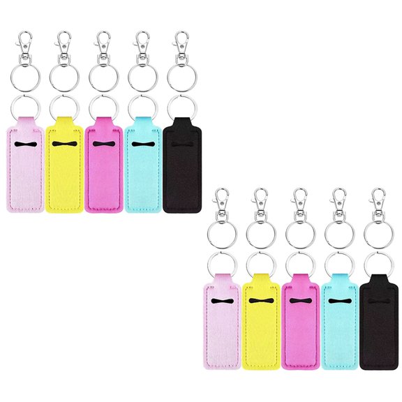 unbranded 10 Sets Lip Gloss Holder Keychain Holder Keychain Portable Lipstick Sleeve Keychain