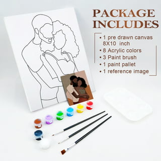 VOCHIC Sip and Paint Kit, Pre Drawn Canvas Couples Painting Party Kit,  Paint Art Set with Outline Canvas for Adults Date Night Games, Starry Sky