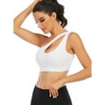 thumbnail image 5 of One Shoulder Sports Bra for Women One Strap Sports Bra Removable Padded Sports Bra with Hollow Out, 5 of 5