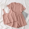 thumbnail image 2 of WRKEKC Pajamas for Women Set Seamless Ribbed Tank and Soft Jersey Shorts Pajamas Loungewear Sleep Set Home Wear, 2 of 7
