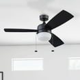 thumbnail image 2 of Honeywell Barcadero 44'' Black Modern LED Reversible Ceiling Fan with Pull Chains, 2 of 14