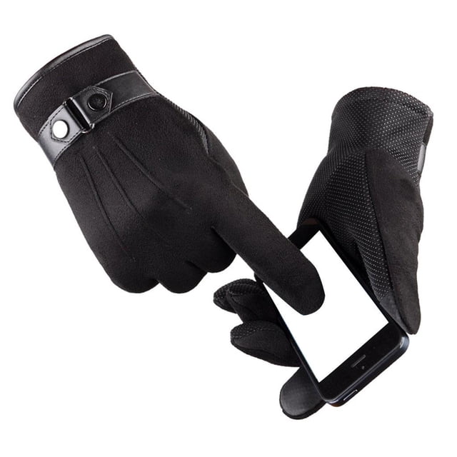 Guantes térmicos de invierno Macarena con dedos para pantalla táctil Guantes cálidos resistentes al viento y al agua Negro