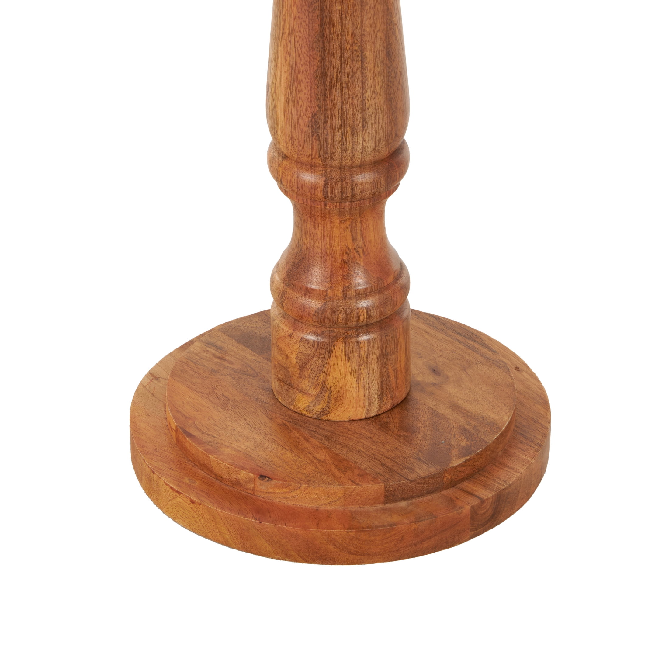 DecMode 18" x 23" Brown Mango Wood Turned Accent Table with White Marble Tabletop, 1-Piece