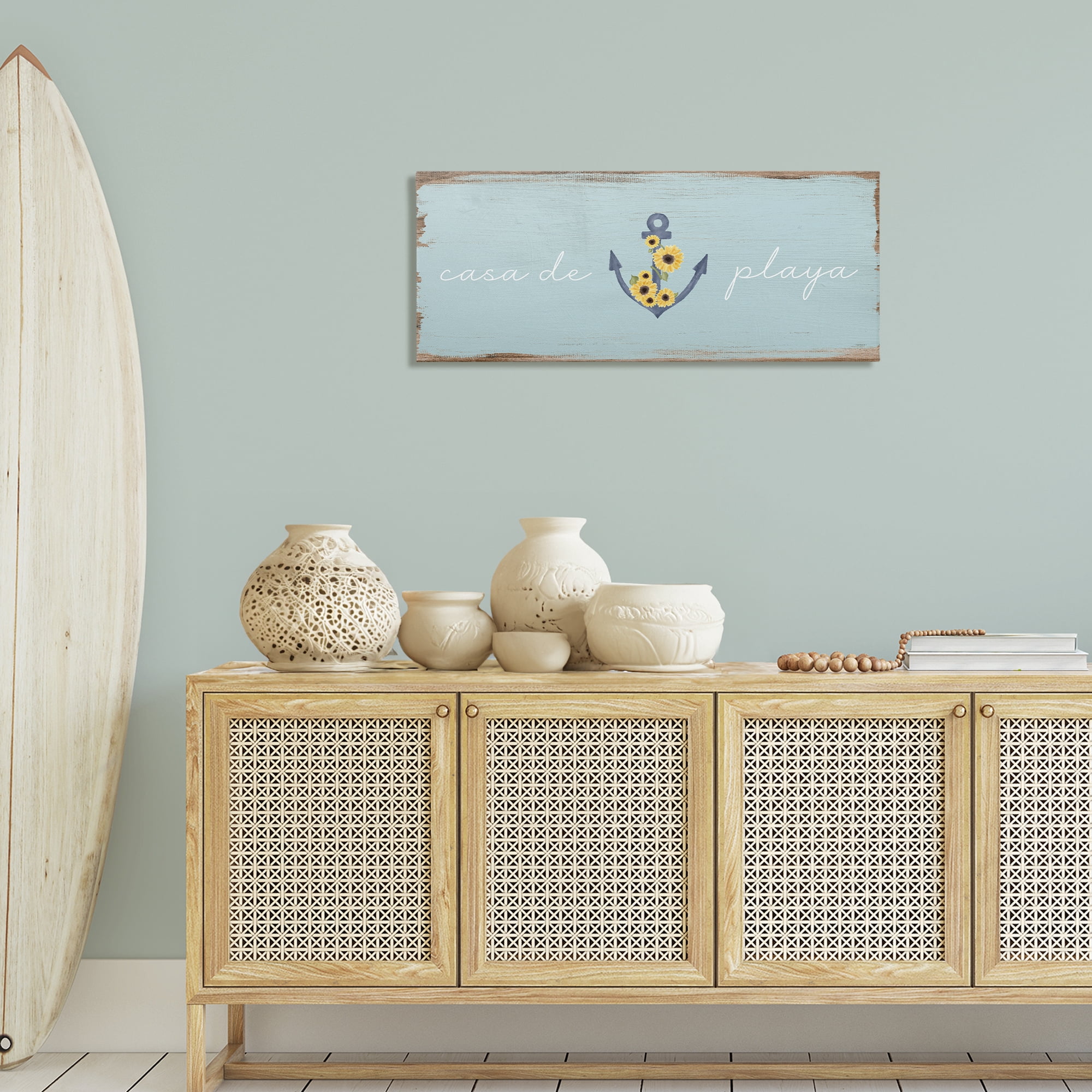 Stupell Industries Casa de Playa Nautical & Beach Painting Wrapped Canvas Art Print Wall Art, 40 x 17