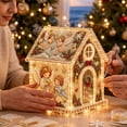 thumbnail image 3 of Christmas House Pearl Art Kit with LED Lights, Diy Bead Craft for Adults and Festive Tabletop Ornament Decor, 3 of 7