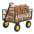 thumbnail image 3 of Heavy Duty 1500 Lbs Capacity Mesh Steel Garden Cart Folding Utility Wagon with Removable Sides, Garden Cart on Wheels for Gardening Soil, Tools, and Plant Transport, 3 of 11