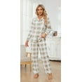 thumbnail image 2 of HEARTNICE Womens Flannel Pajama Set, Long Warm Pajamas Lightweight Pjs Set with Pockets,(Green-White Plaid,S), 2 of 6