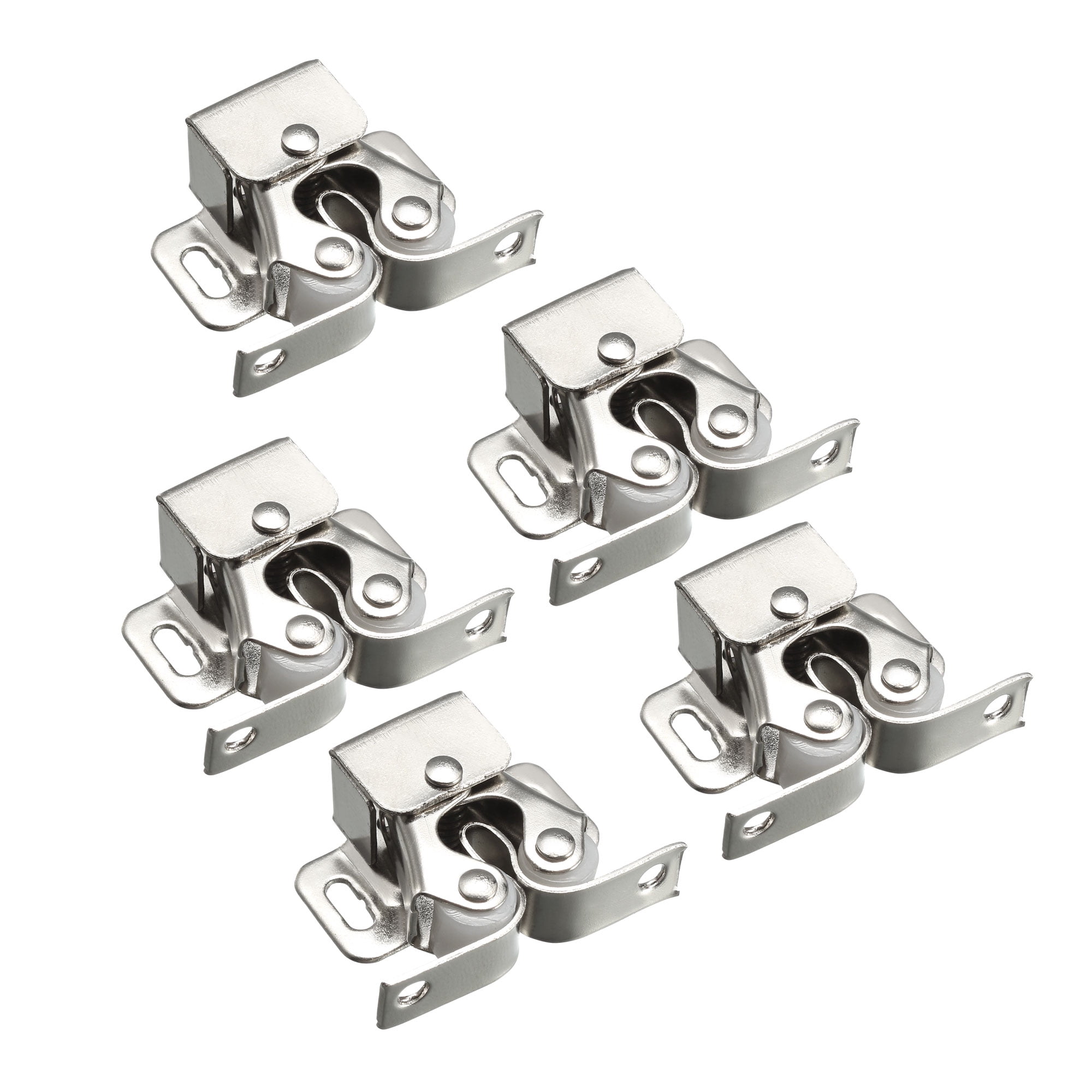 Door Double Roller Catch Ball Latch w Prong Silver Tone 5pcs