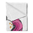 thumbnail image 2 of Unicorn Soft Flannel Fleece Throw Blanket, Graphic of Surreal Animal with Long Horn and Hare of Female Energy Print, Cozy Plush for Indoor and Outdoor Use, 60" x 80", Pink White, by Ambesonne, 2 of 5
