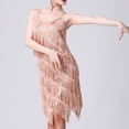 thumbnail image 6 of TIHLMK Dress for Women Party Elegant Women's Flapper Dresses 1920s Gatsby Sequins Tassels Cocktail Latin Dance Ballroom Dress Rose Gold Sleeveless Mini Dress, 6 of 9