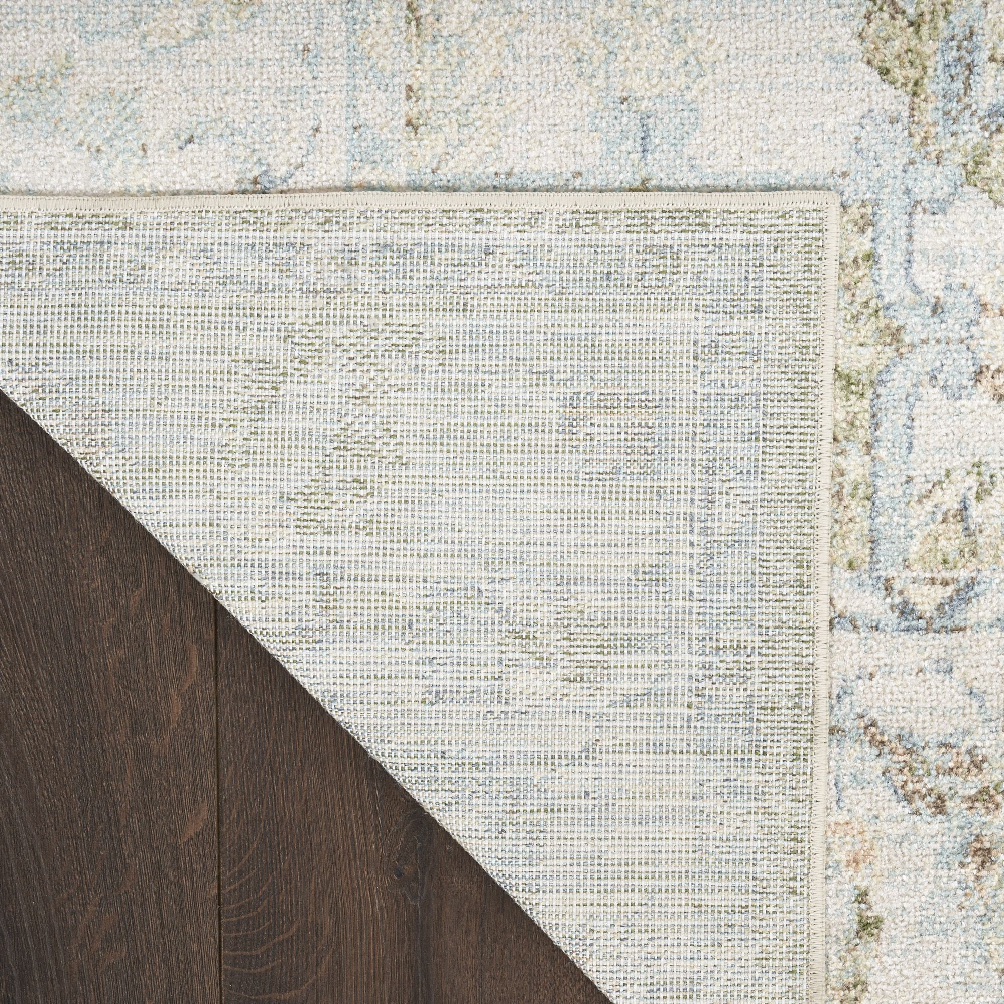 Nourison Astra Machine Washable 5'3" x 7' Blue Green Vintage Indoor Flatweave Rug