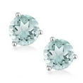 thumbnail image 2 of Gem Stone King 10K White Gold Sky Blue Topaz 3 Prong Martini Screw Back Stud Earrings for Women Men (5.00 Cttw, Gemstone November Birthstone, Round 8MM), 2 of 4