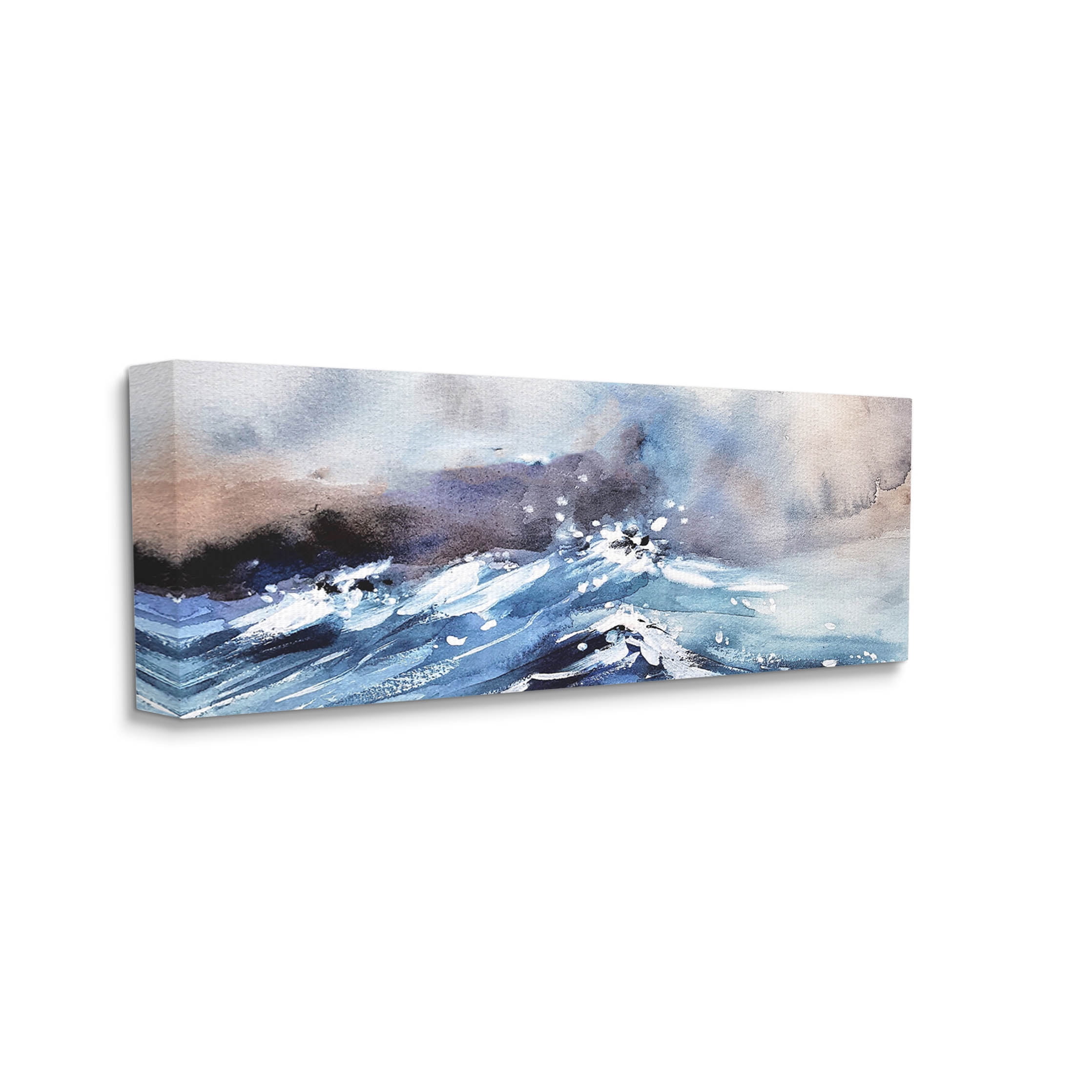Marine Waves Ocean Weather Coastal Painting Gallery Wrapped Canvas Print Wall Art