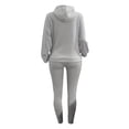 thumbnail image 4 of Casual Drawstring Pantsuits Two-piece Set, Pocket Hoodies Tops & Loose Long Sweatpants Set, Women's Clothing, 4 of 7