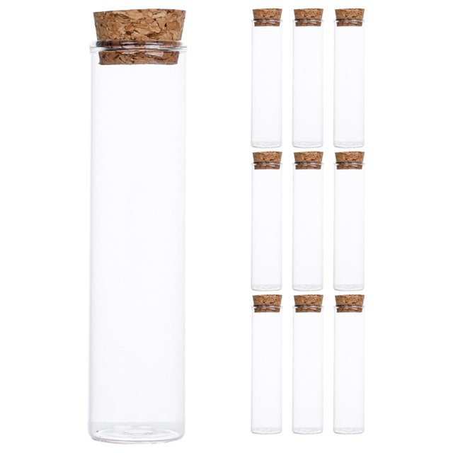 10 piezas de botellas de vidrio con tapón de corcho, botellas de vidrio en miniatura vacías con corcho