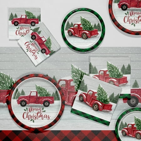 Creative Converting Multicolor Farmhouse Christmas Paper Party Supplies Kit, 49 Count