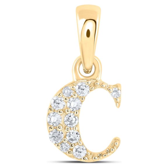 10k Yellow Gold Initial "C" Pendant 0.06 CTW Diamond Women 0.37g Hip Hop Charm