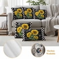thumbnail image 5 of Sunflower Black Outdoor Pillow Covers 24x24 Set of 2,Waterproof Patio Throw Pillowcase Protectors,Vintage Farm Bee Black White Plaid Decorative Pillow Shams Cushion Covers for Seat Bed Couch Sofa, 5 of 8