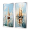 thumbnail image 3 of Designart "Minimalism Sailboat peaceful IV" Boat Sailing Framed Wall Art Set Of 2 - Multi-Color Transportation Framed Canvas Set For Living Room Decor, 3 of 7