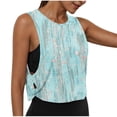 thumbnail image 3 of lcziwo Tank Tops for Women Print Wide Strap Lightweight Camisole Summer Casual Athletic Open Side Crop Undershirt Blue M, 3 of 9