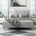 thumbnail image 5 of alazyhome Queen Size Upholstered Platform Bed Frame, Easy Assemble, Light Grey, 5 of 8