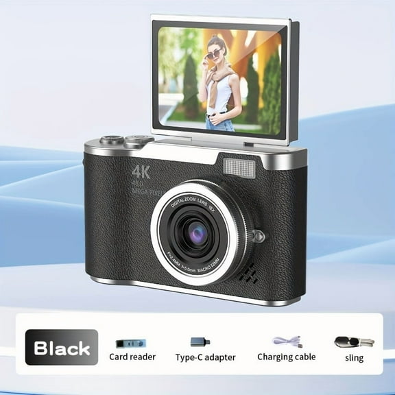 4K Digital Camera 2.4" Flip Screen Vlogging Camera for Photo Video Recording Beginner Friendly