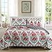 thumbnail image 3 of Cozy Line Home Fashions Ensemble de Literie Réversible en Coton 100 % Floral Rose Rouge, Couvre-Lit (Fleurs Fuchsia, Grand - 3 Pcs), 3 of 4