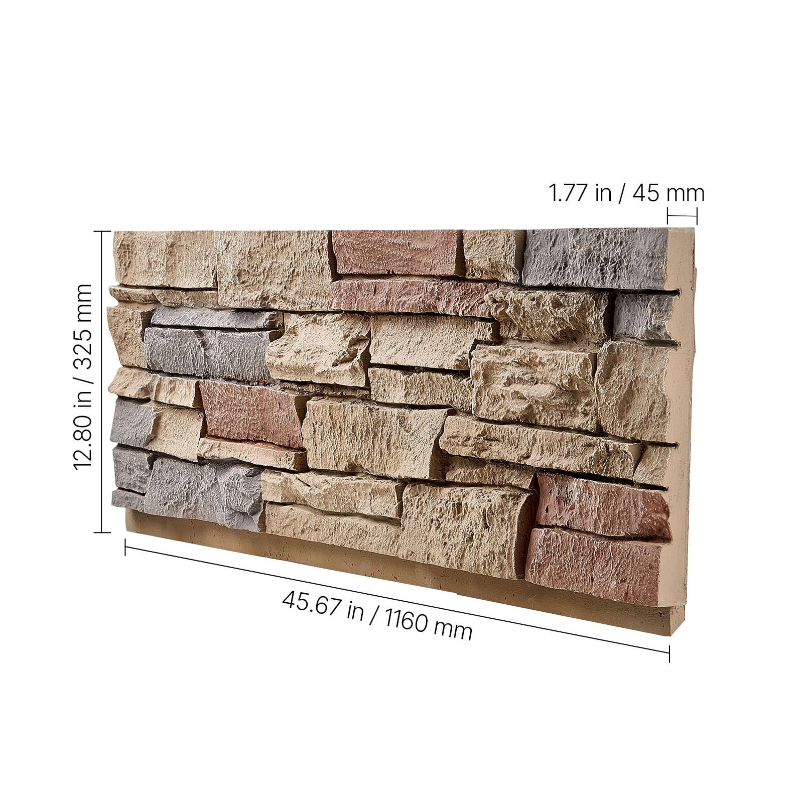 PU Faux Stone Wall Panels 39" x 198", Brick-Red Stacked Stone, Waterproof Fire-Retardant, Hand-Dyed, Easy DIY Installation for Interior Exterior