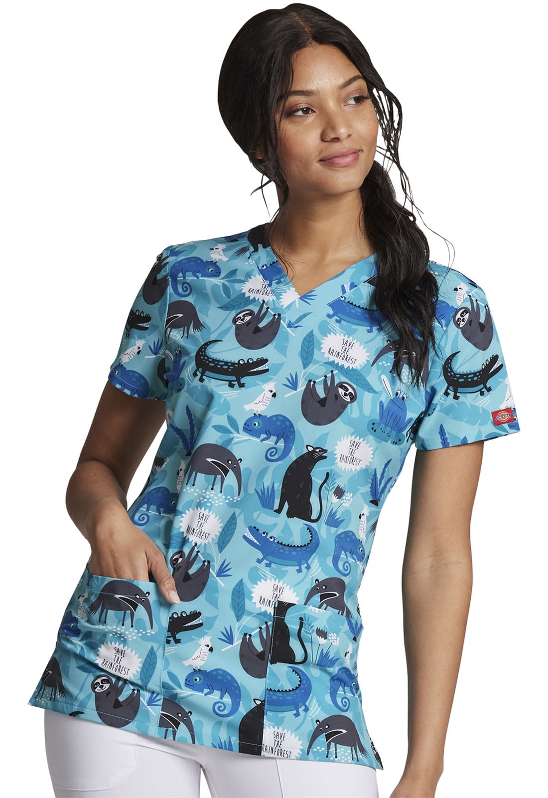 plus size printed scrub tops