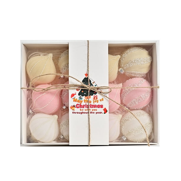 12 bolas navideñas exquisitas pintadas a mano para decoración del hogar, fiestas navideñas, 6 cm/2,36 pulgadas, juego de bolas navideñas de alta gama pintadas a mano.