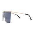 thumbnail image 3 of Flat Top Half Metal Rim Oversize Rectangle Shield Mob Sunglasses Gold - Black, 3 of 4