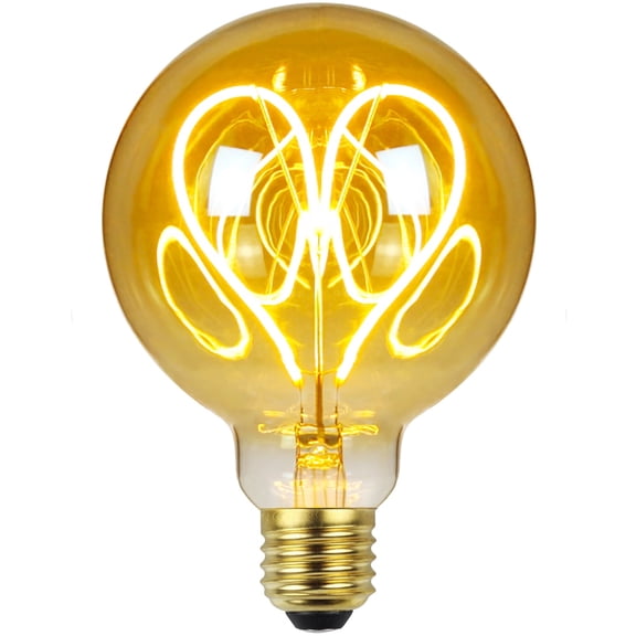 TIANFAN G30 Heart Filament Light Bulb 4W E26, Light Bulbs